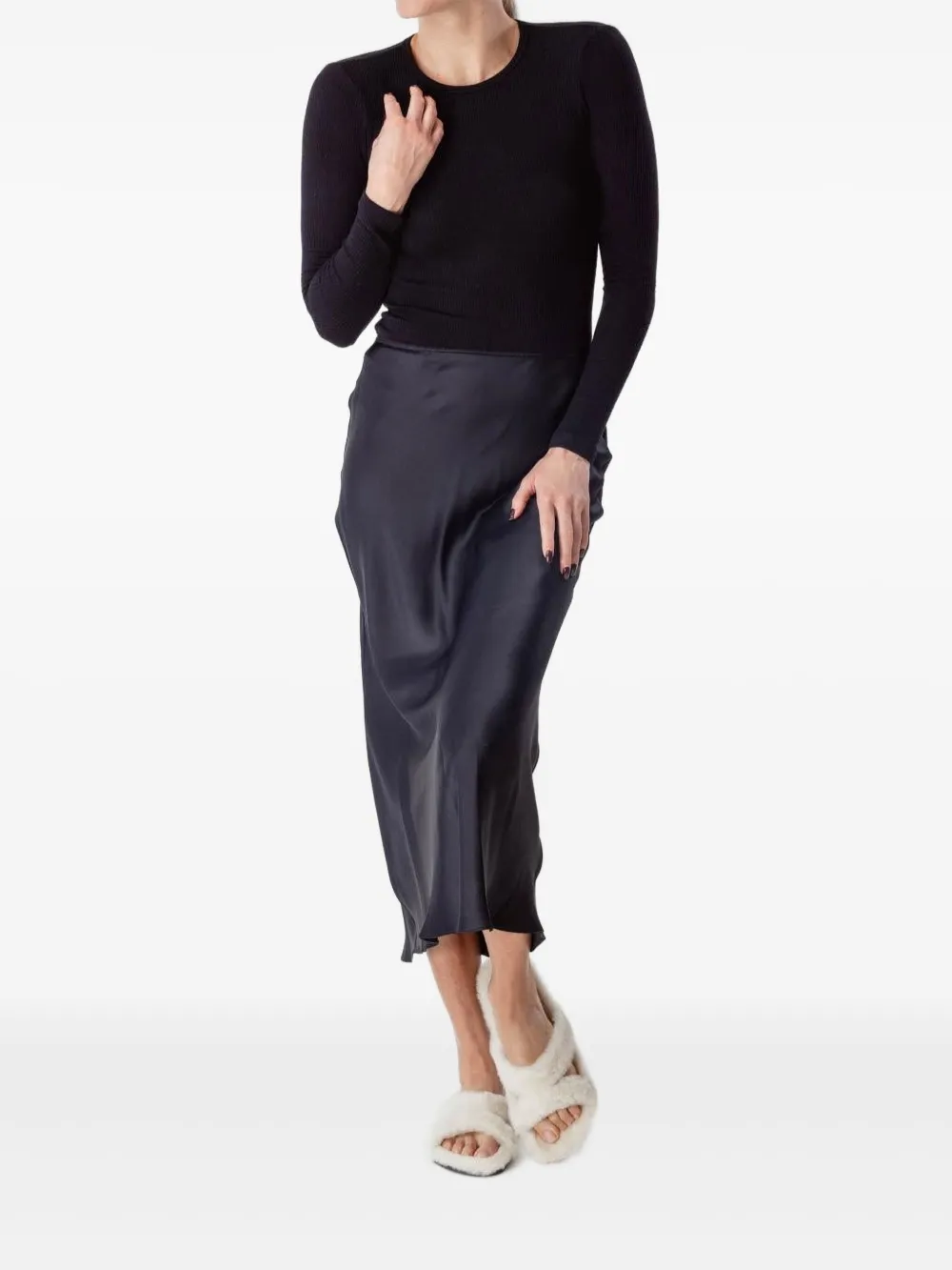 SABLYN Miranda bias-cut midi skirt - Zwart