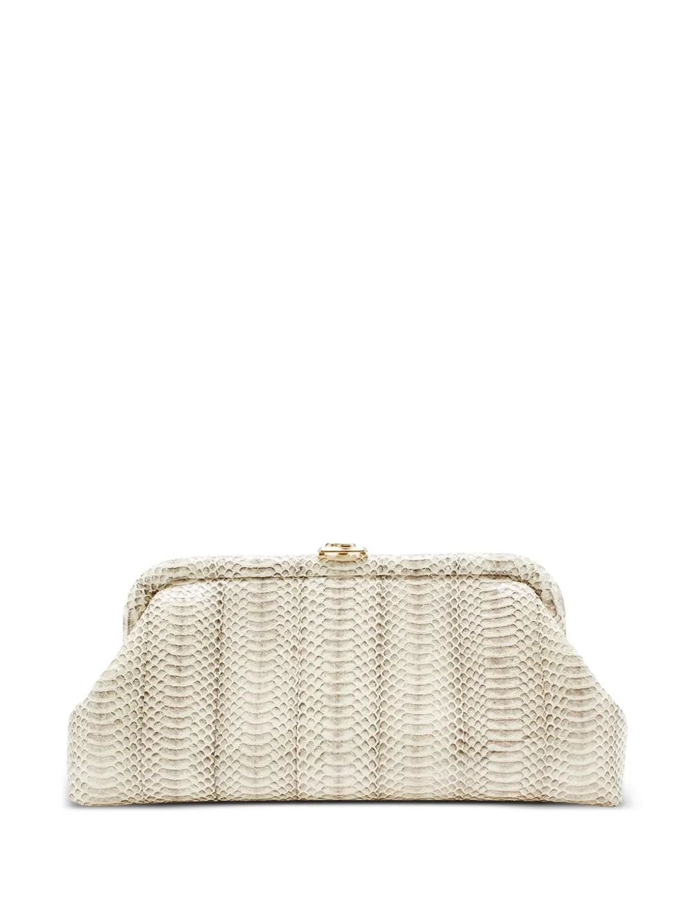 Jimmy Choo Skylar Snakeskin-effect Clasp Clutch Bag In Neutral