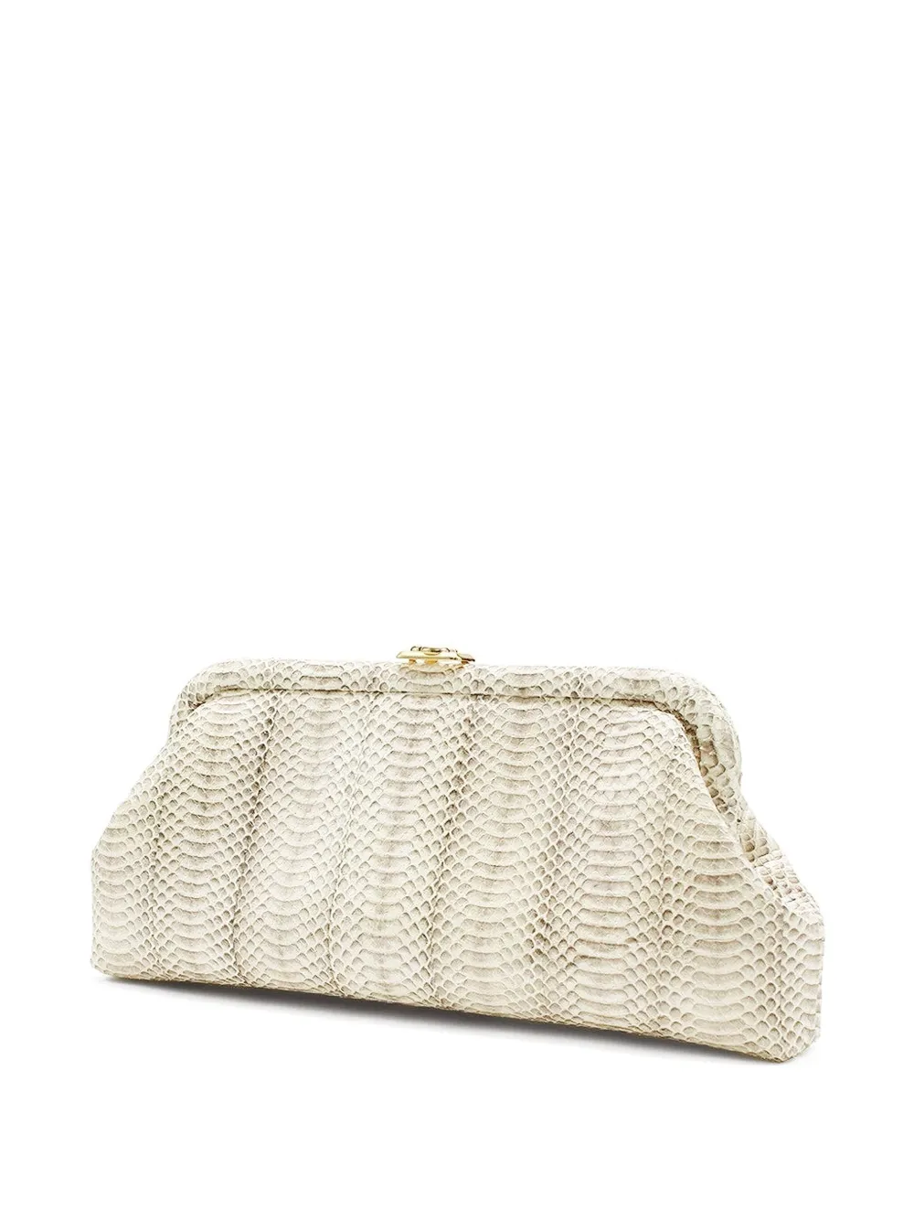 Jimmy Choo Skylar Snakeskin-effect Clasp Clutch Bag In Neutral