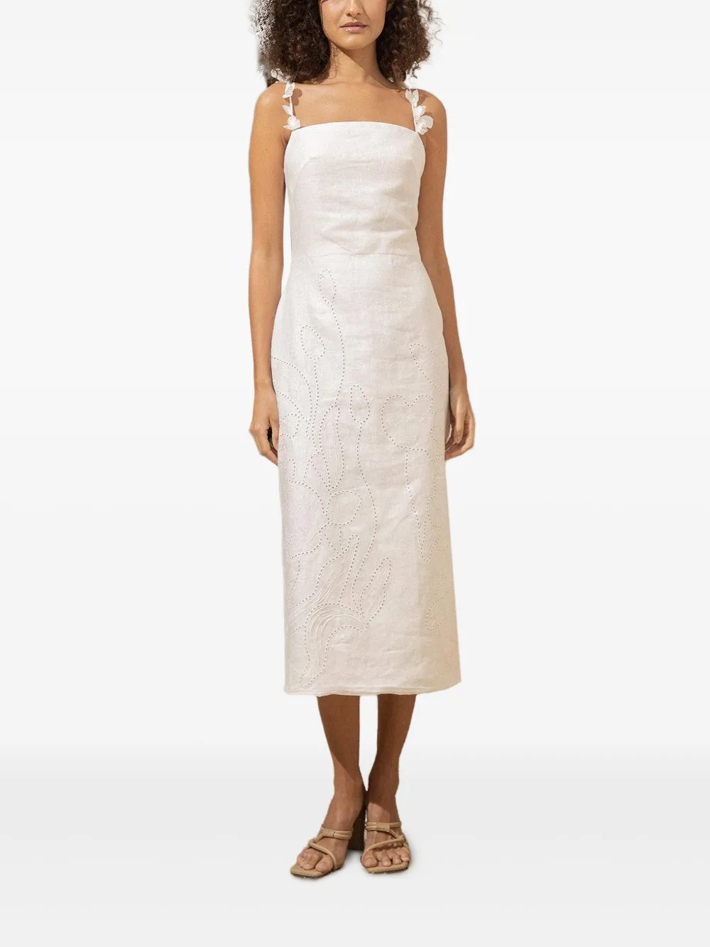 ANDRES OTALORA Petalos floral-appliqué sleeveless dress - Wit
