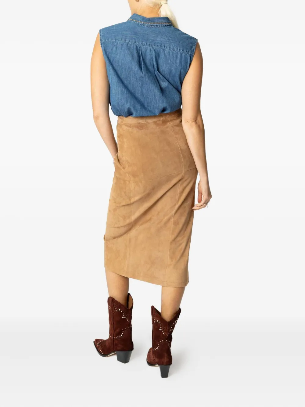 ASPESI embroidered sleeveless shirt Blauw