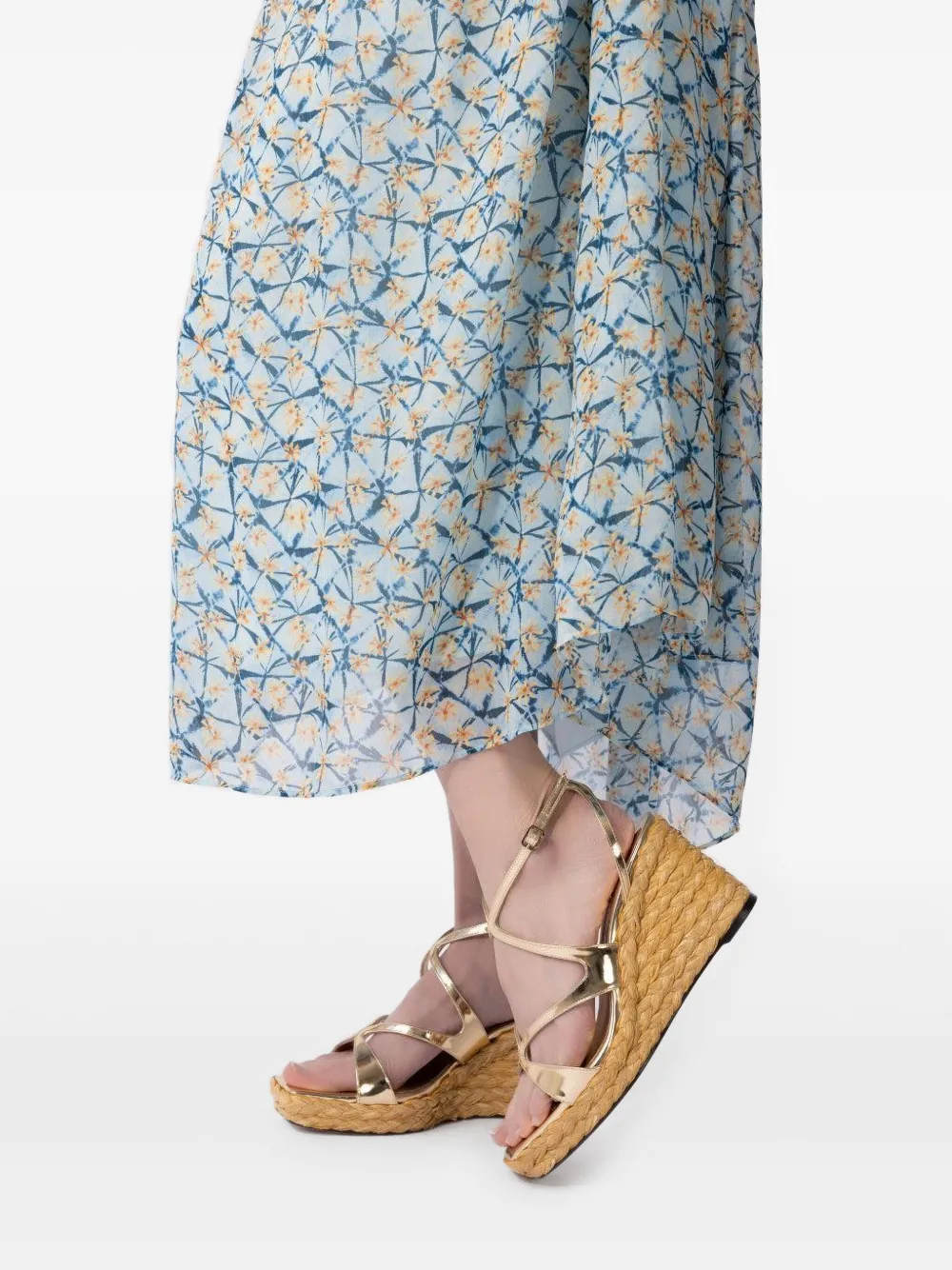 Jimmy Choo 85mm Ayla Metallic Cross-strap Wedge Sandals In Gold
