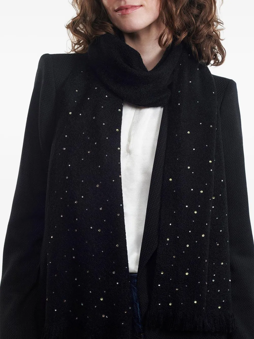 Jane Carr The Krug Fringed Scarf In Black