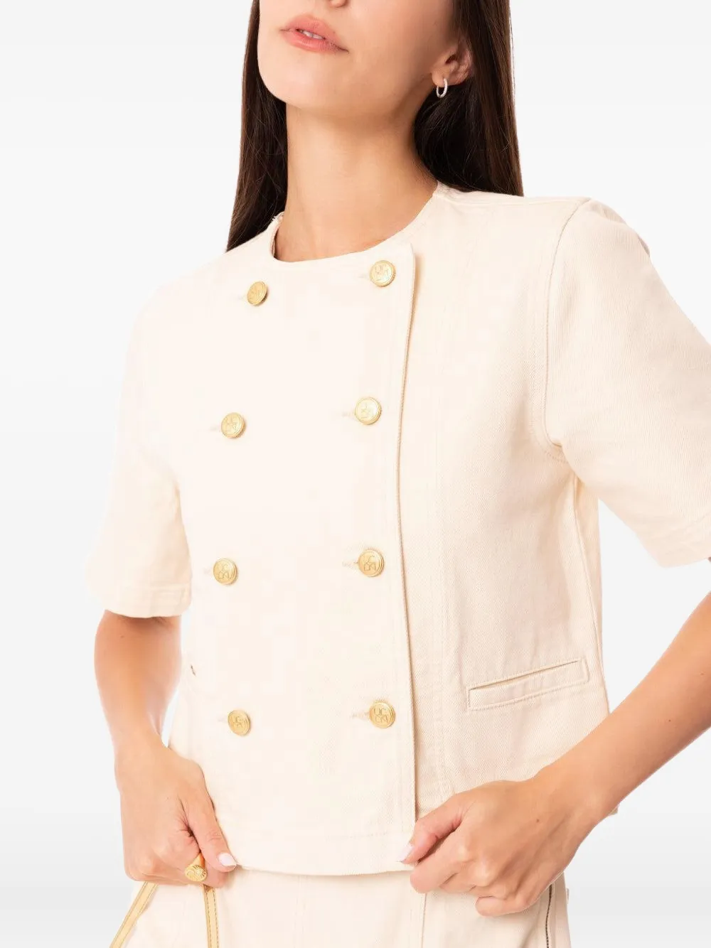 Ulla Johnson The Serge Short Sleeve Jacket In Birch In Yellow