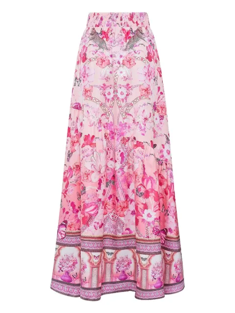 Camilla floral-print tiered skirt