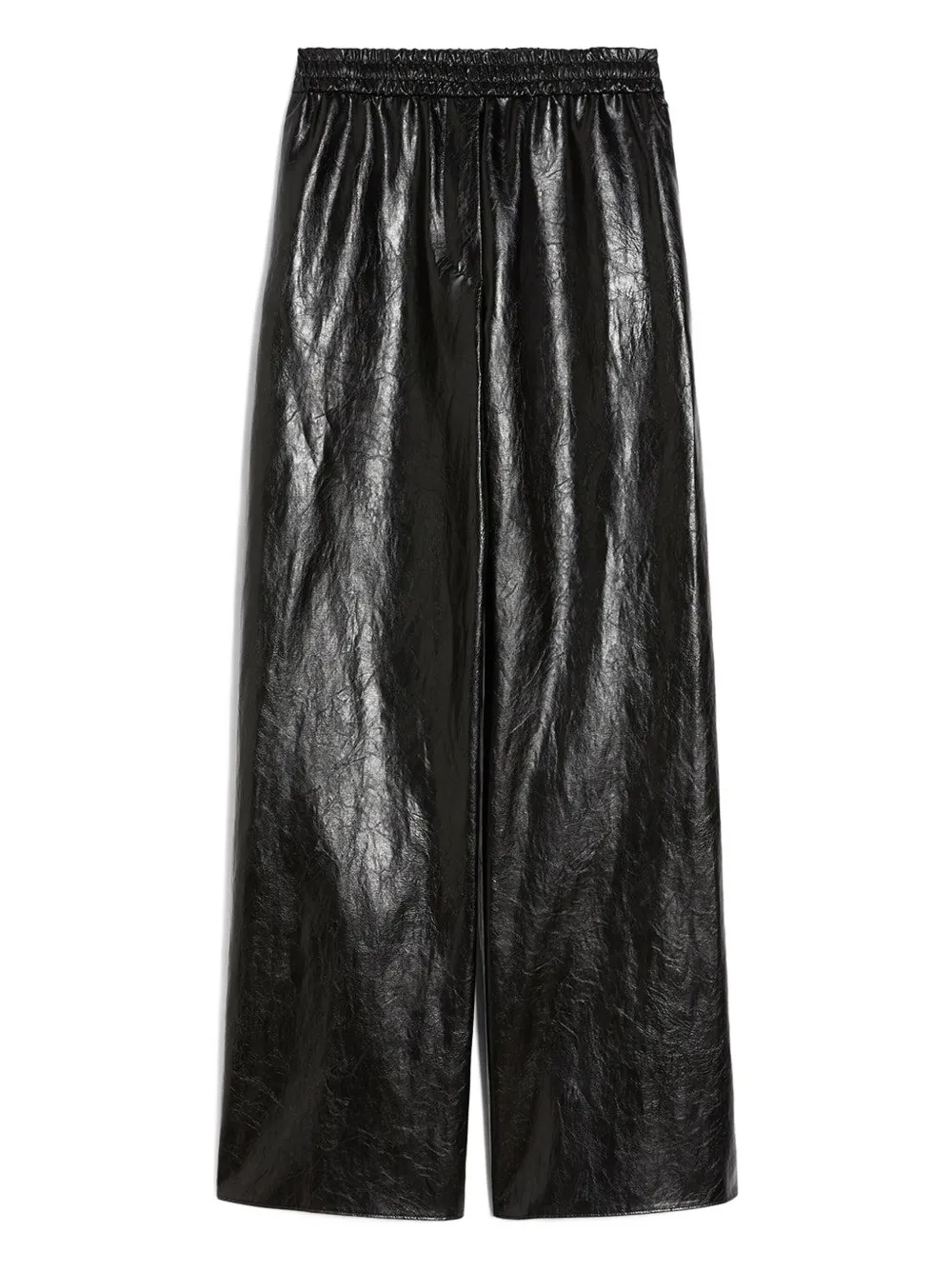 Max Mara Plutone Elastic-waist Leather-effect Trousers In Black
