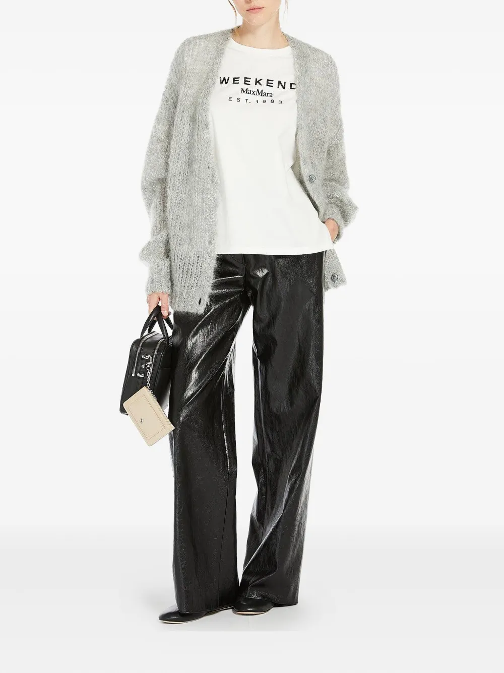 Max Mara Plutone Elastic-waist Leather-effect Trousers In Black