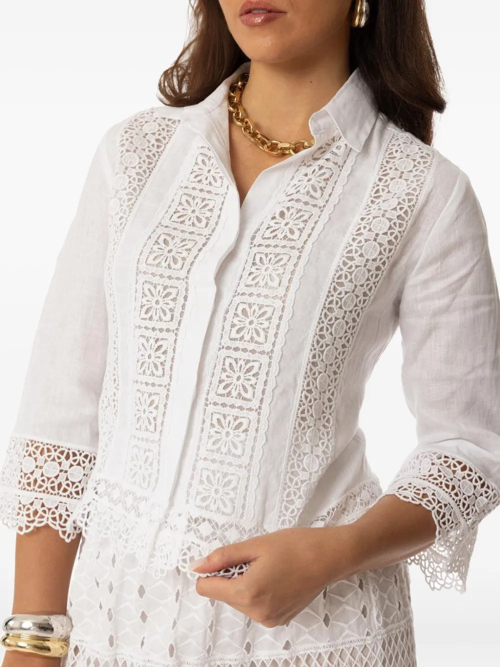 Temptation Positano Natissa Broderie-anglaise Shirt In White