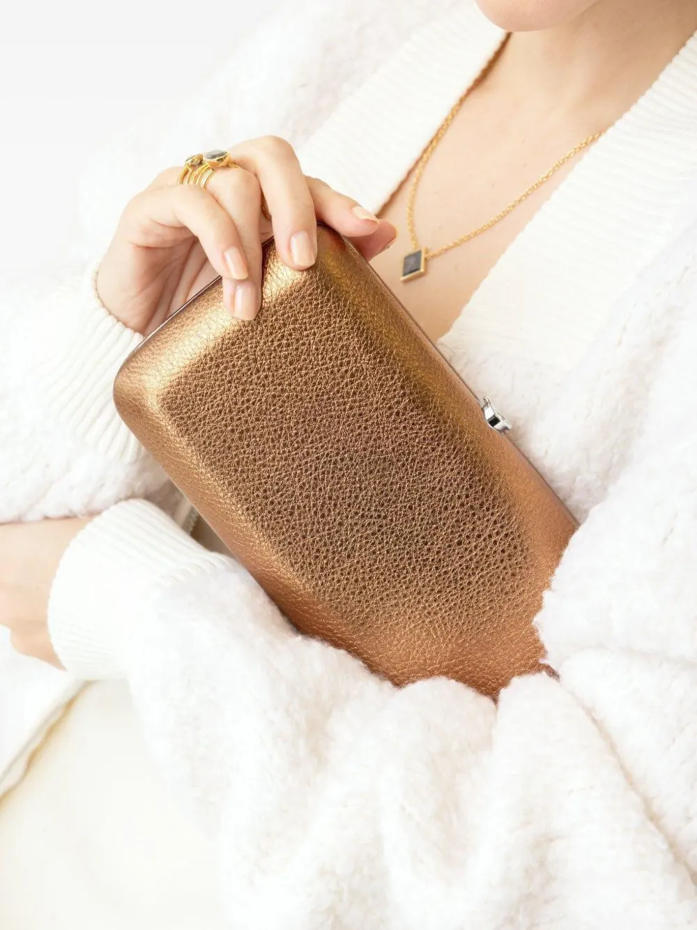 Jeffrey Levinson Finley Clutch Bronze Bruin