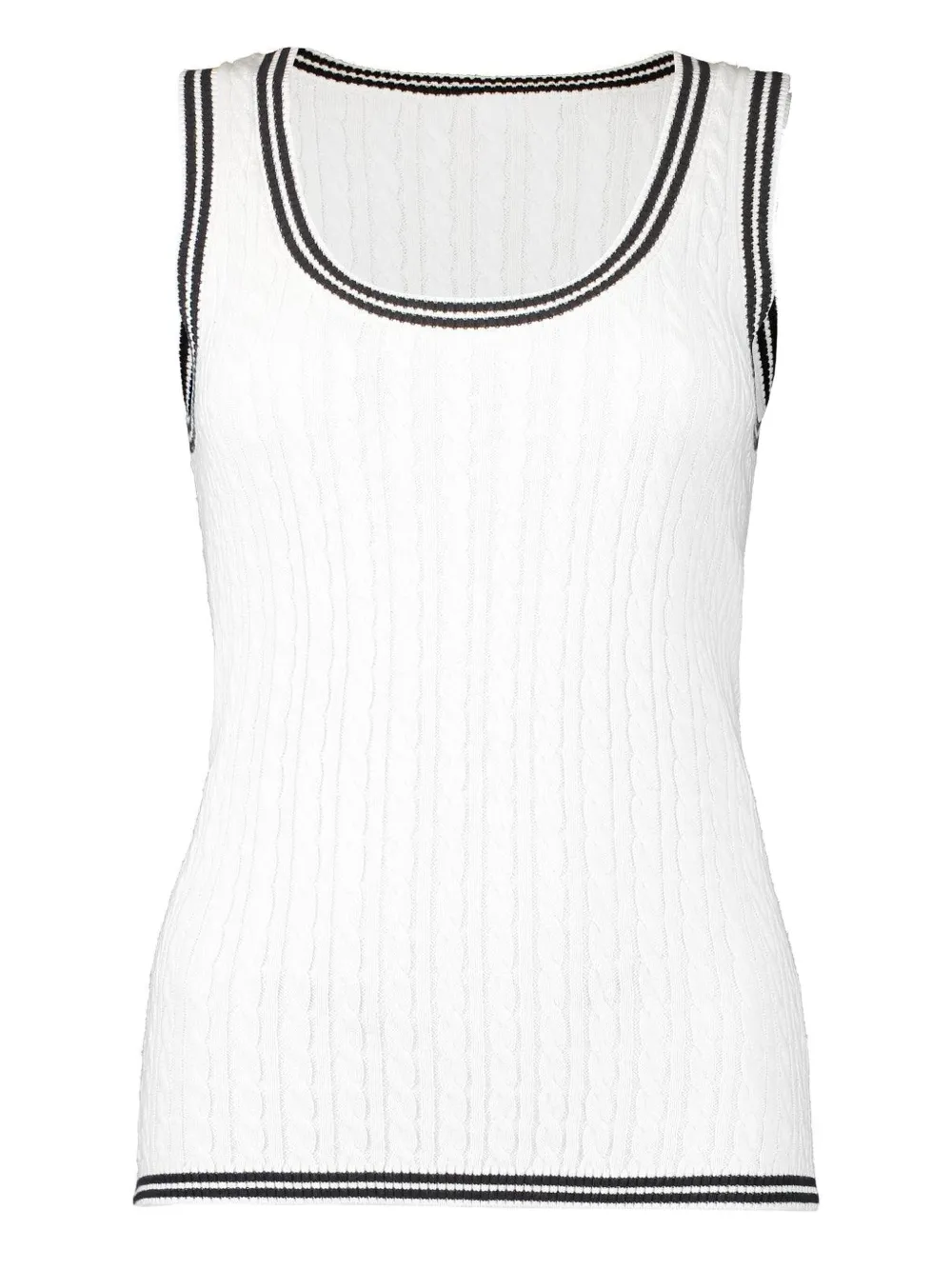 Minnie Rose Scoop-neck Tank Top In White