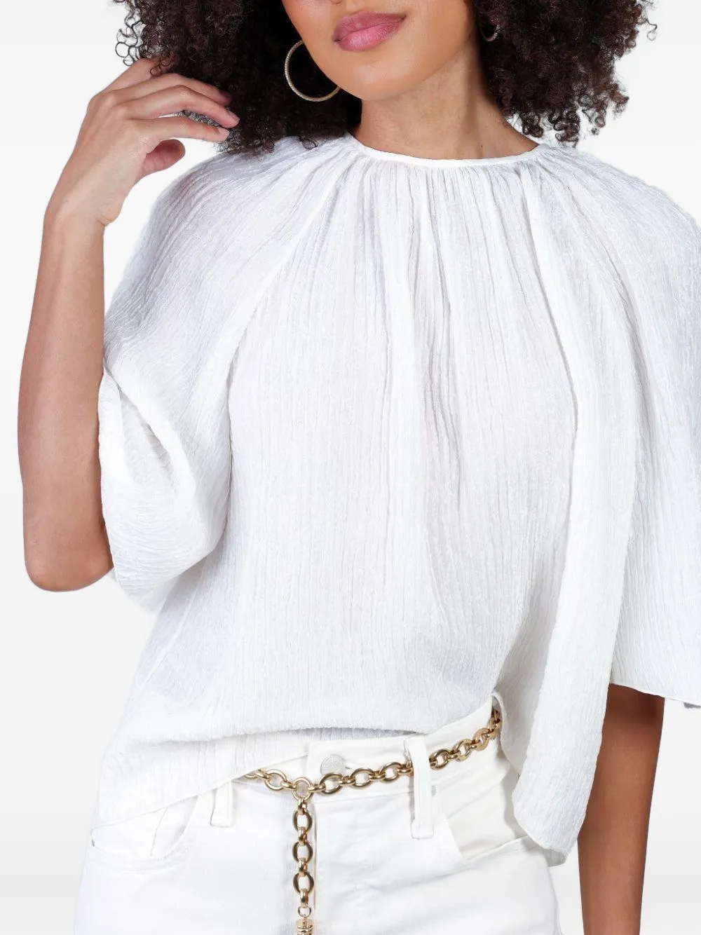 Gabriela Hearst Nula Pleated-detail Tie-neck Top In White