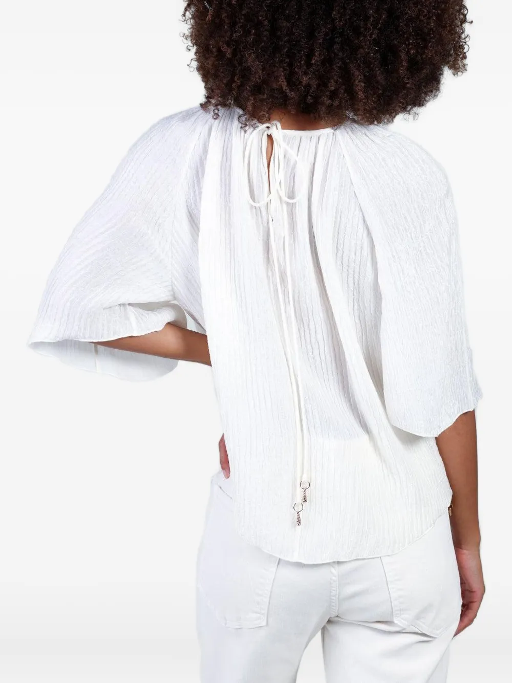 Gabriela Hearst Nula Pleated-detail Tie-neck Top In White