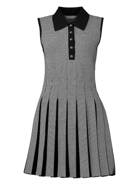 Simkhai houndstooth-pattern pleated dress