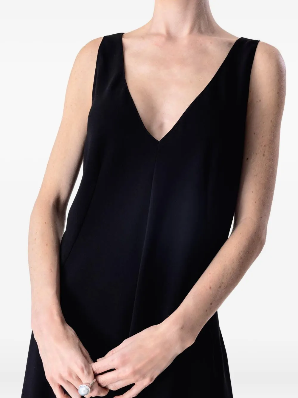 Peter Cohen Glide sleeveless midi dress Zwart