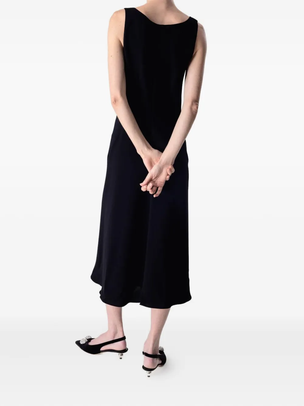 Peter Cohen Glide sleeveless midi dress Zwart