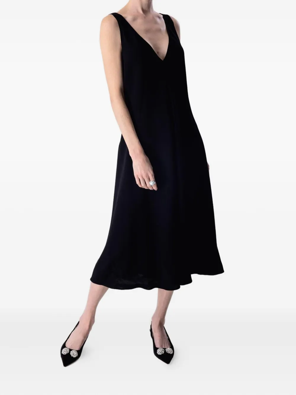 Peter Cohen Glide sleeveless midi dress - Zwart