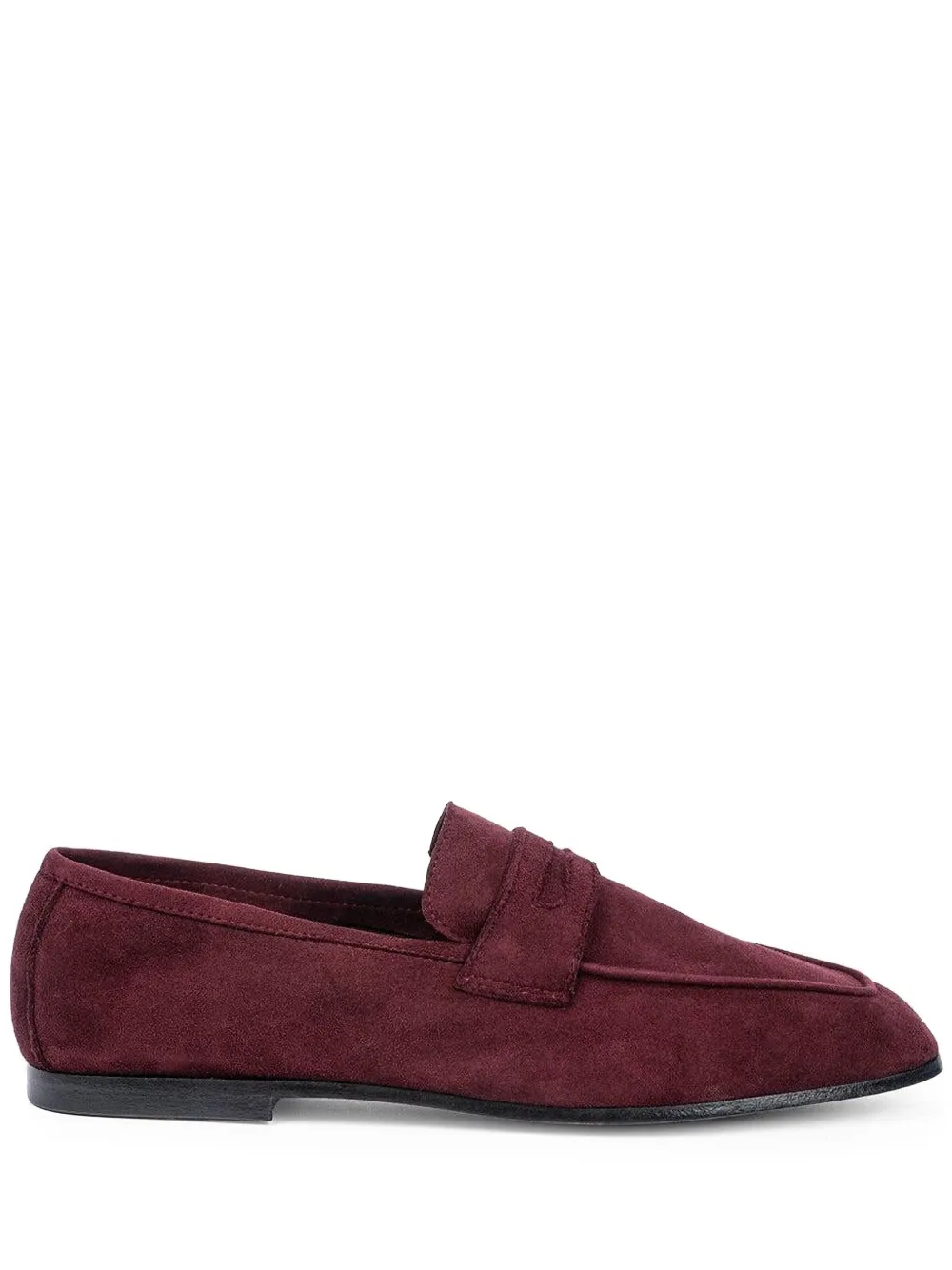 Sophique Suede Leather Loafers In Burgundy