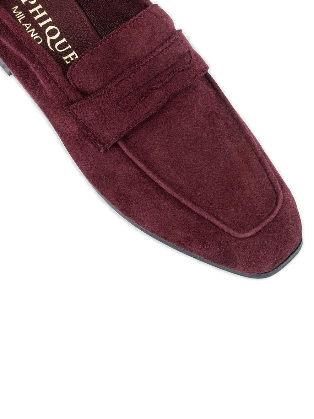 Sophique Suede Leather Loafers In Burgundy