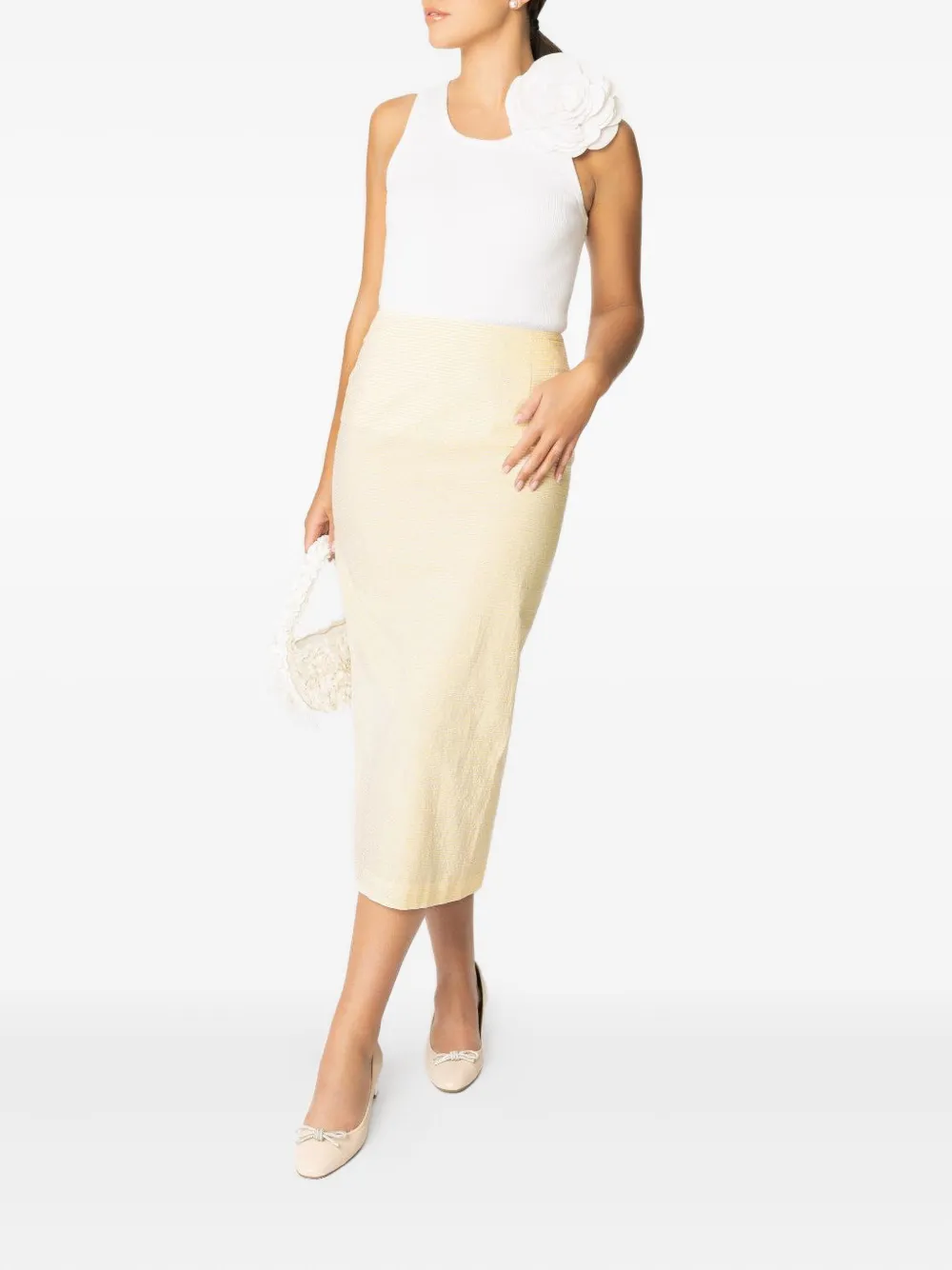 Bernadette Marcel Ribbed Flower-embellished Tank Top In White