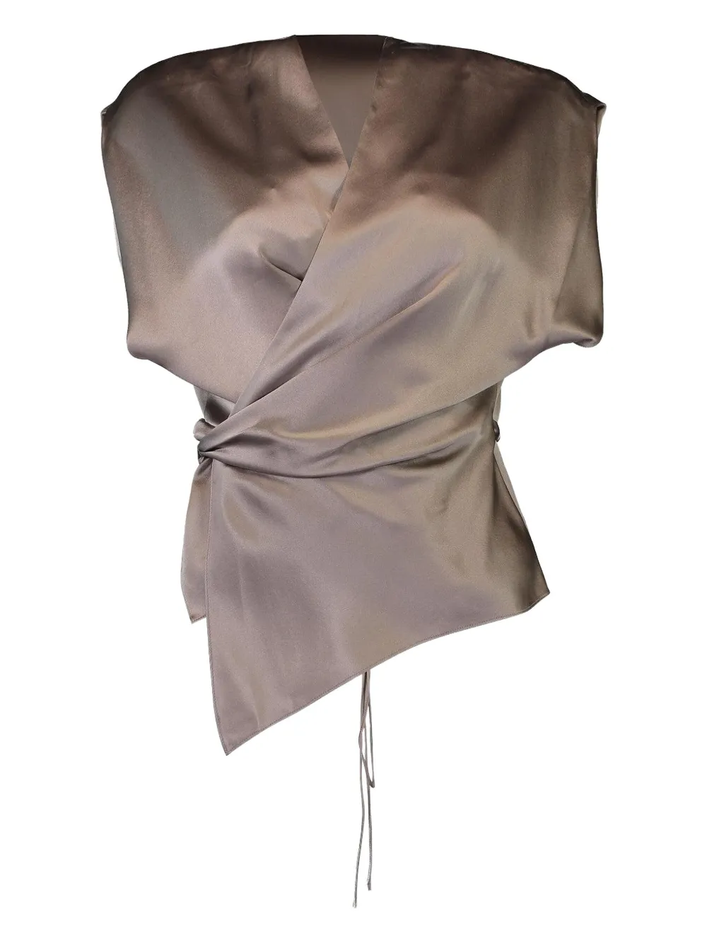 The Sei wrap-design satin blouse - グレー The Sei wrap-design satin blouse - グレー