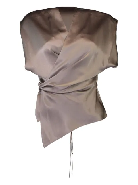 The Sei wrap-design satin blouse
