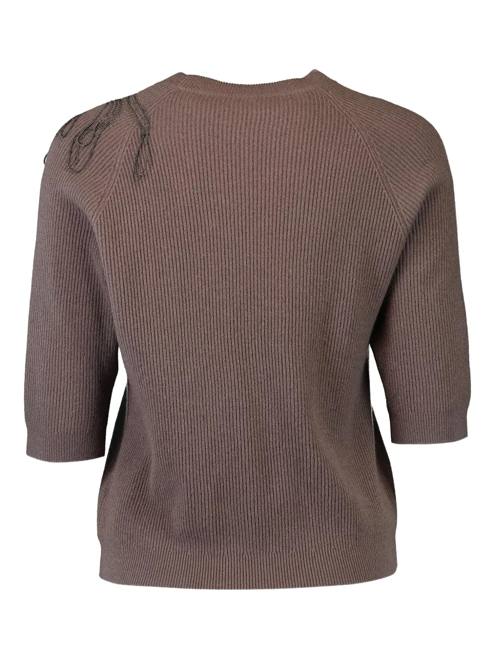 Brunello Cucinelli embroidered short-sleeve sweater Bruin