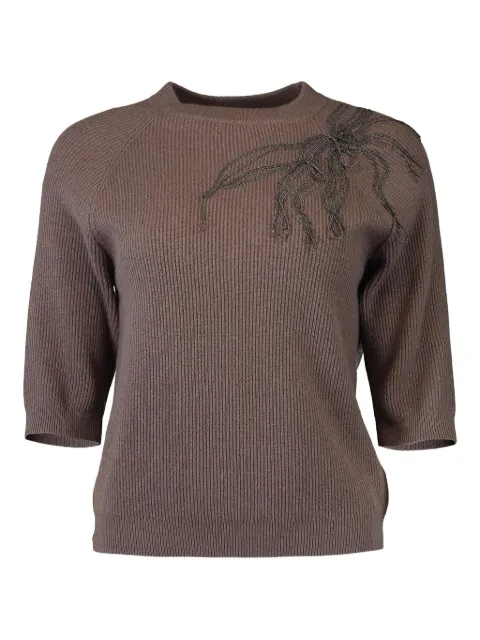 Brunello Cucinelli embroidered short-sleeve sweater