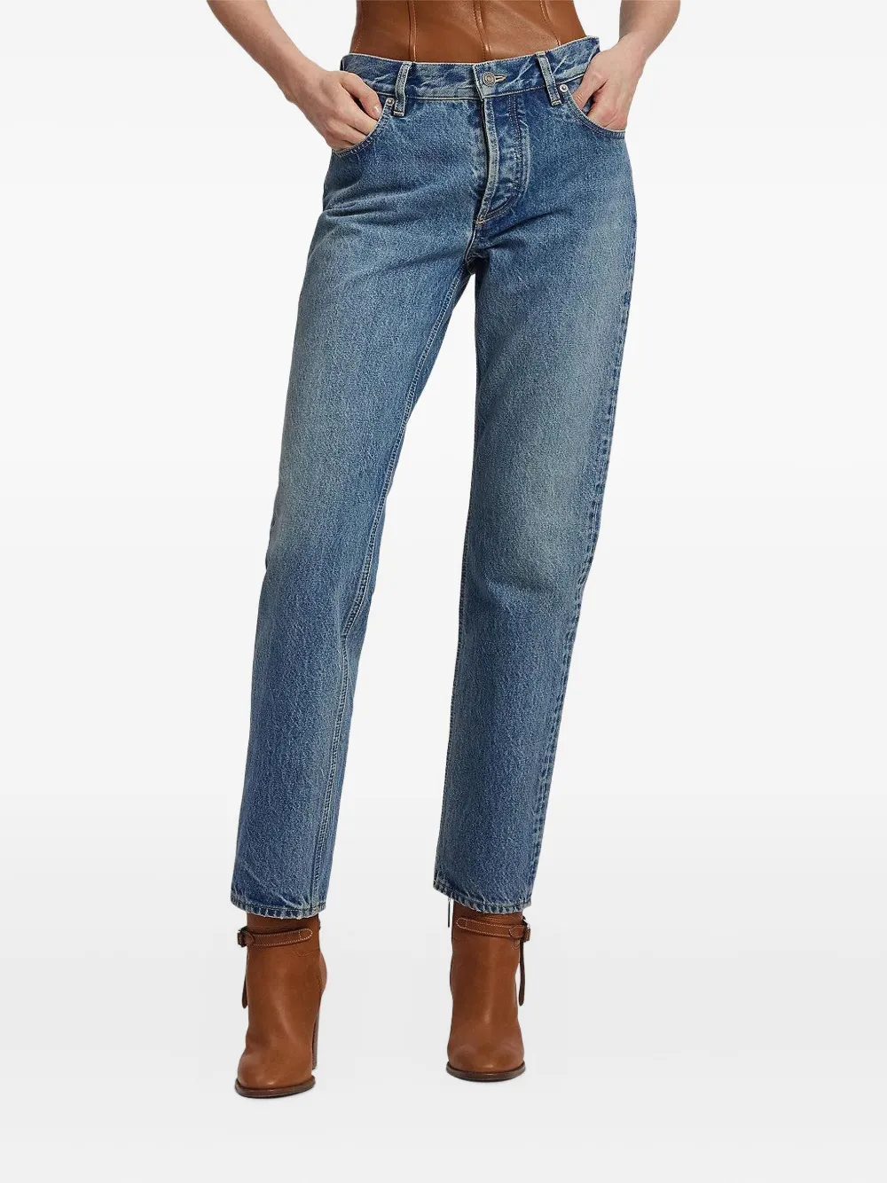 Polo Ralph Lauren Nicolet Faded Straight Jeans In Blue