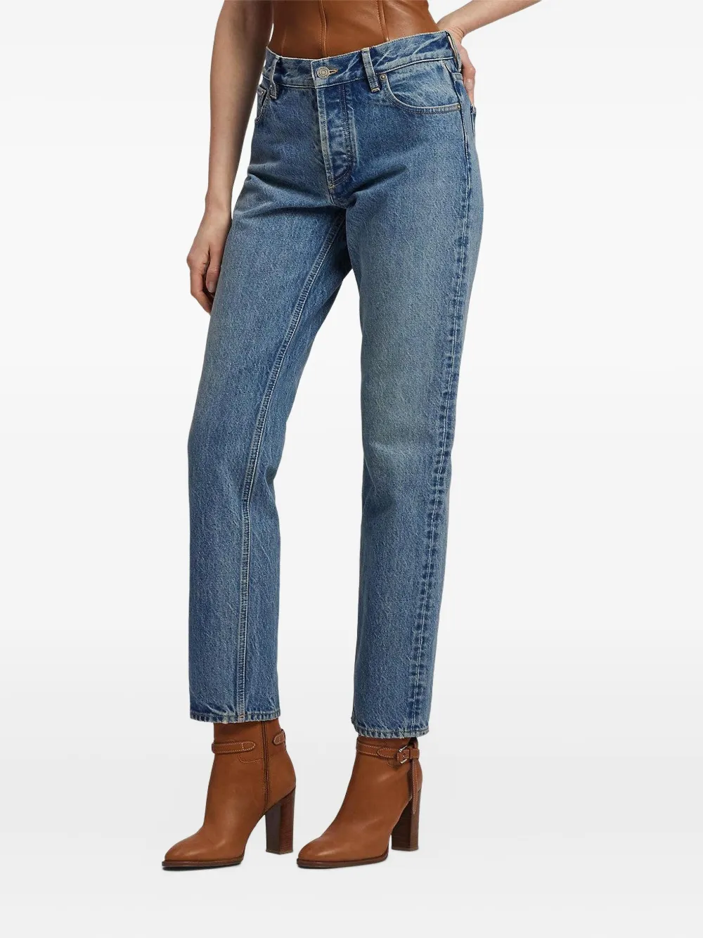 Polo Ralph Lauren Nicolet Faded Straight Jeans In Blue
