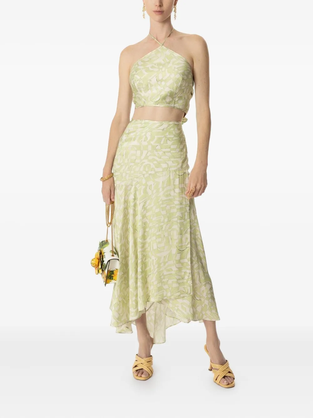 Alexis Nali abstract-print halterneck top - Groen
