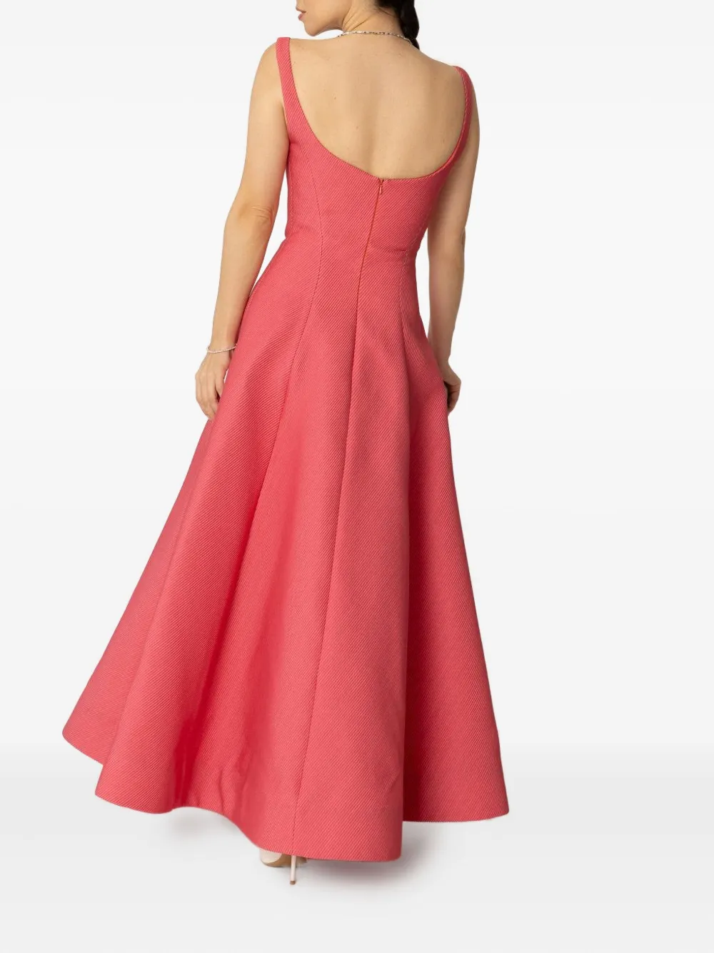 Lela Rose scoop-neck midi dress Roze