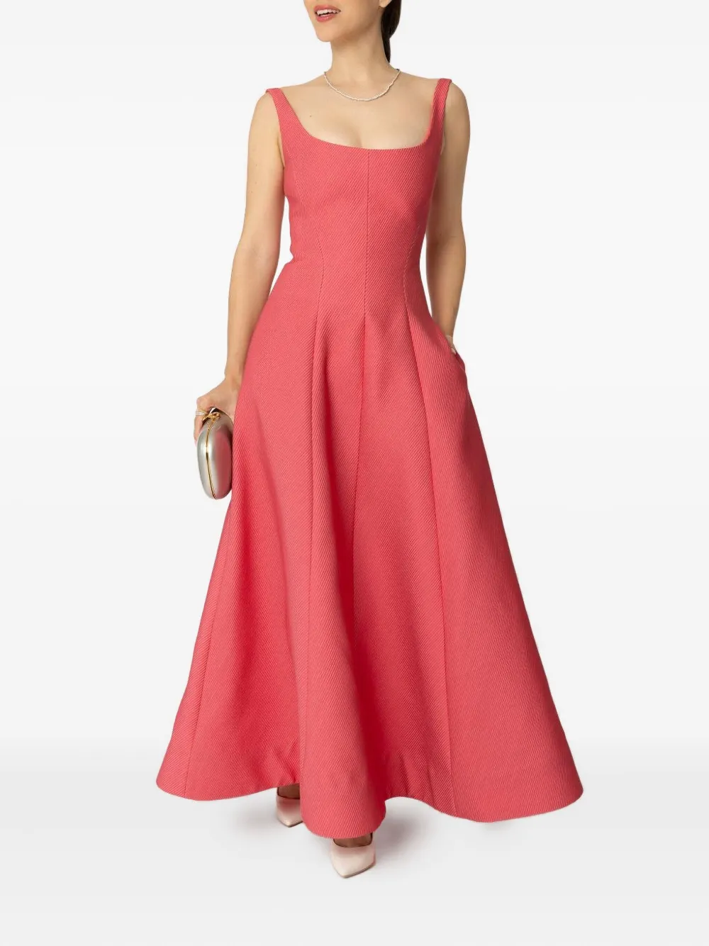 Lela Rose scoop-neck midi dress - Roze