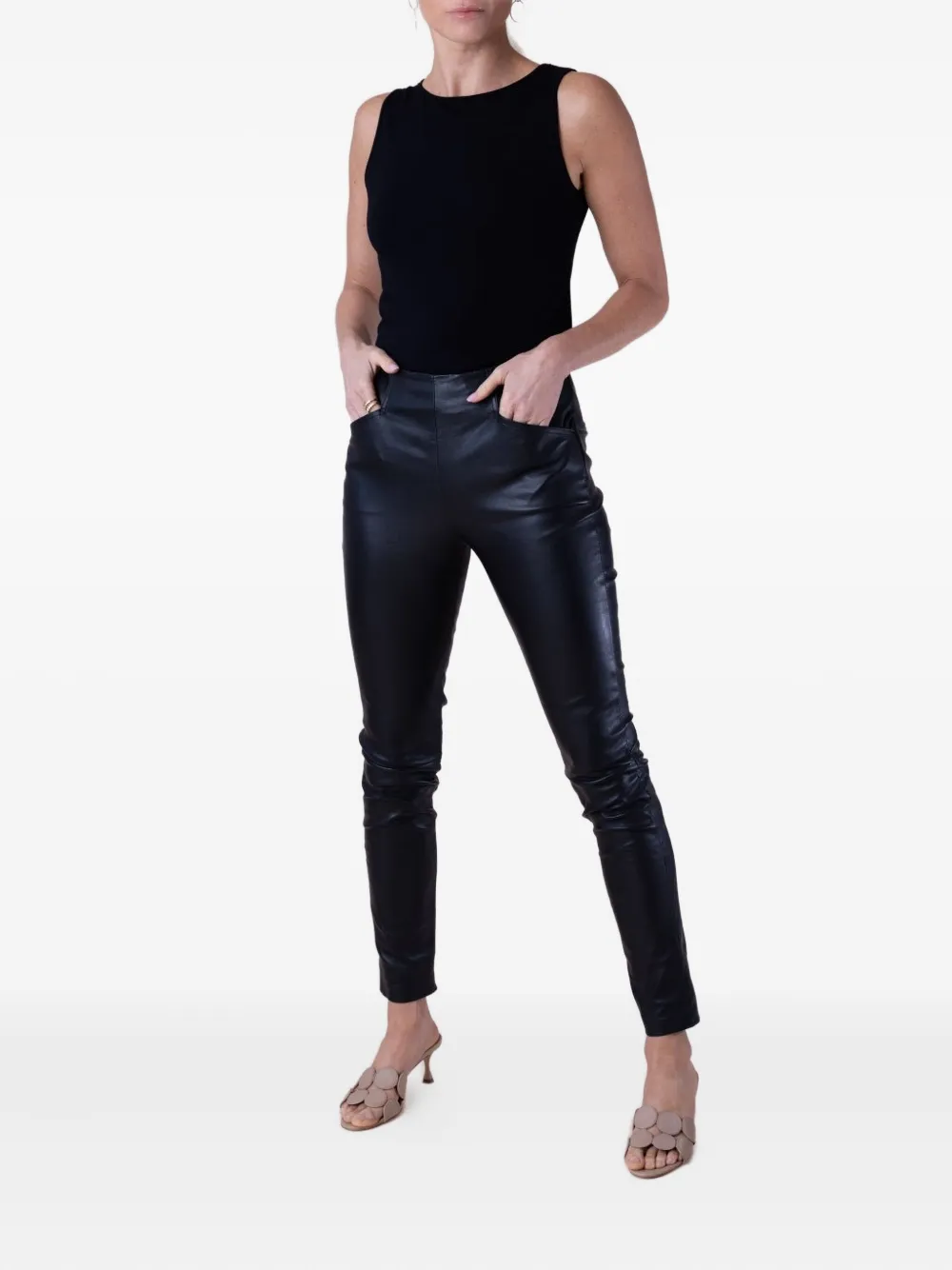 Majestic Filatures crew-neck sleeveless tank top Zwart