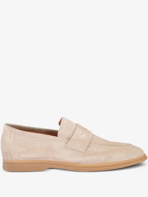 Eleventy perforated suede loafers