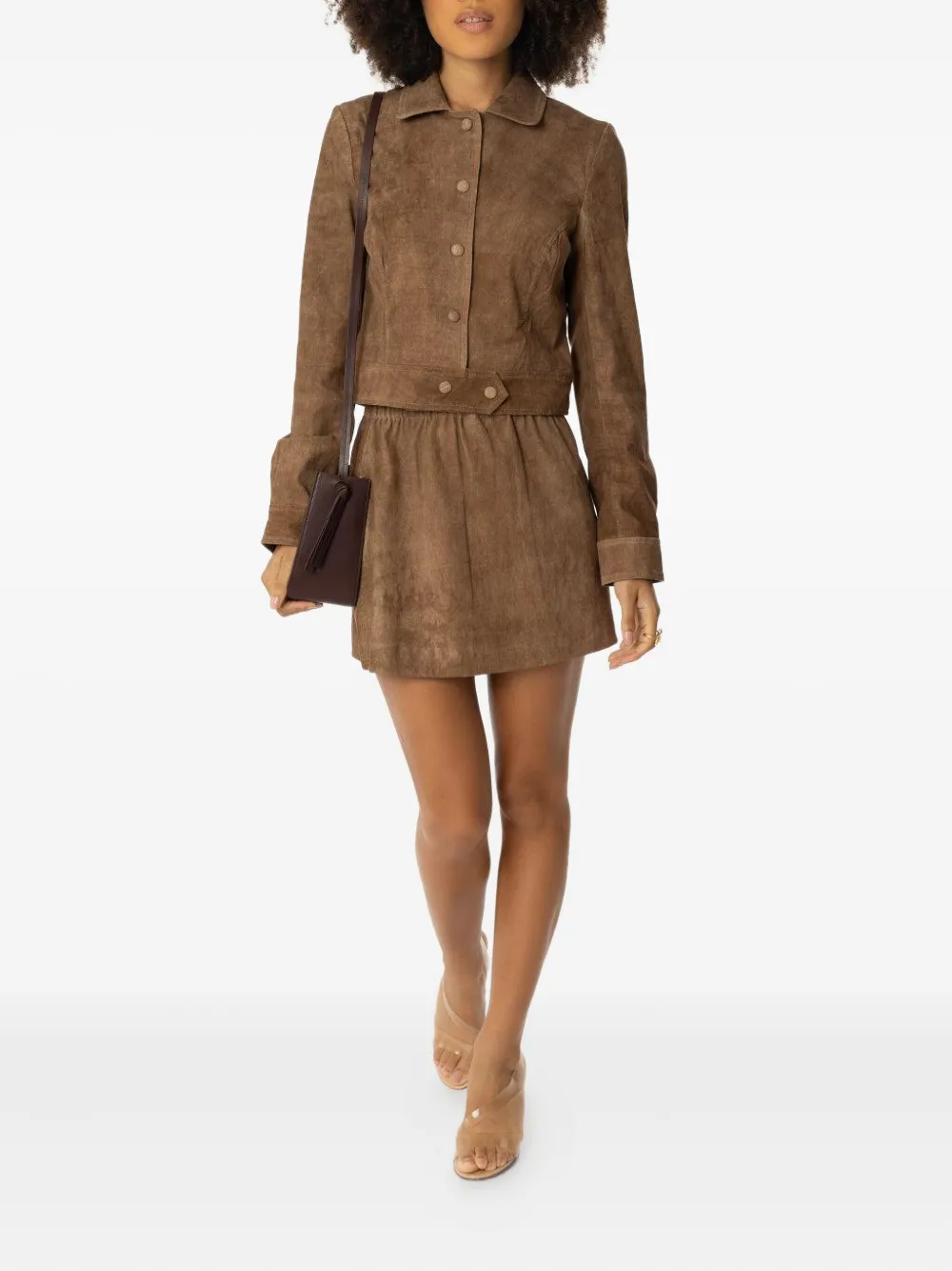 Sprwmn suede pull-on mini skirt - Bruin