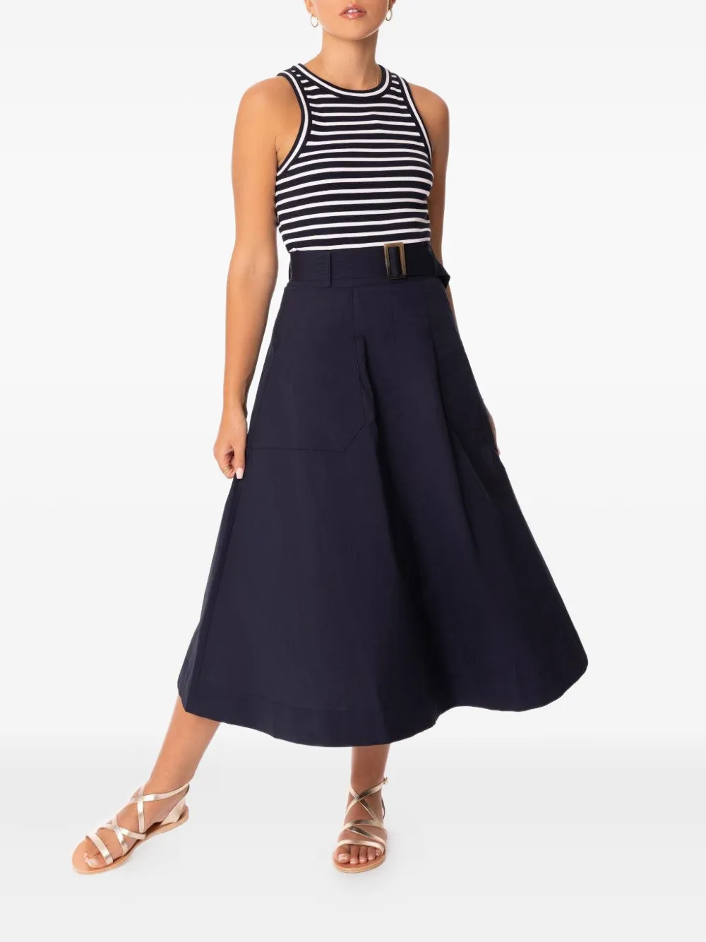 Veronica Beard Jordyn striped midi dress - Blauw