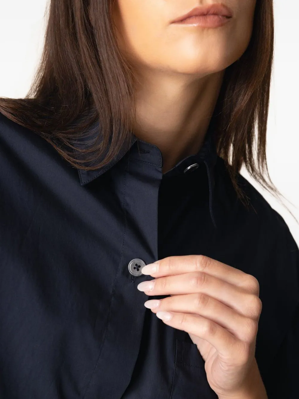 Twp Superfine Pocket Cropped Shirt In Blue