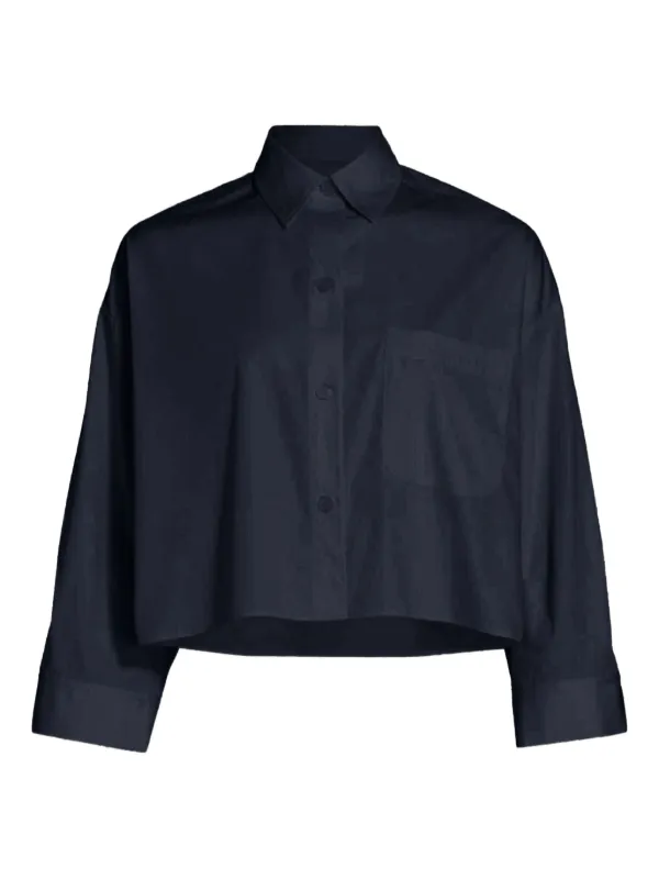 Twp Superfine Pocket Cropped Shirt in Blue