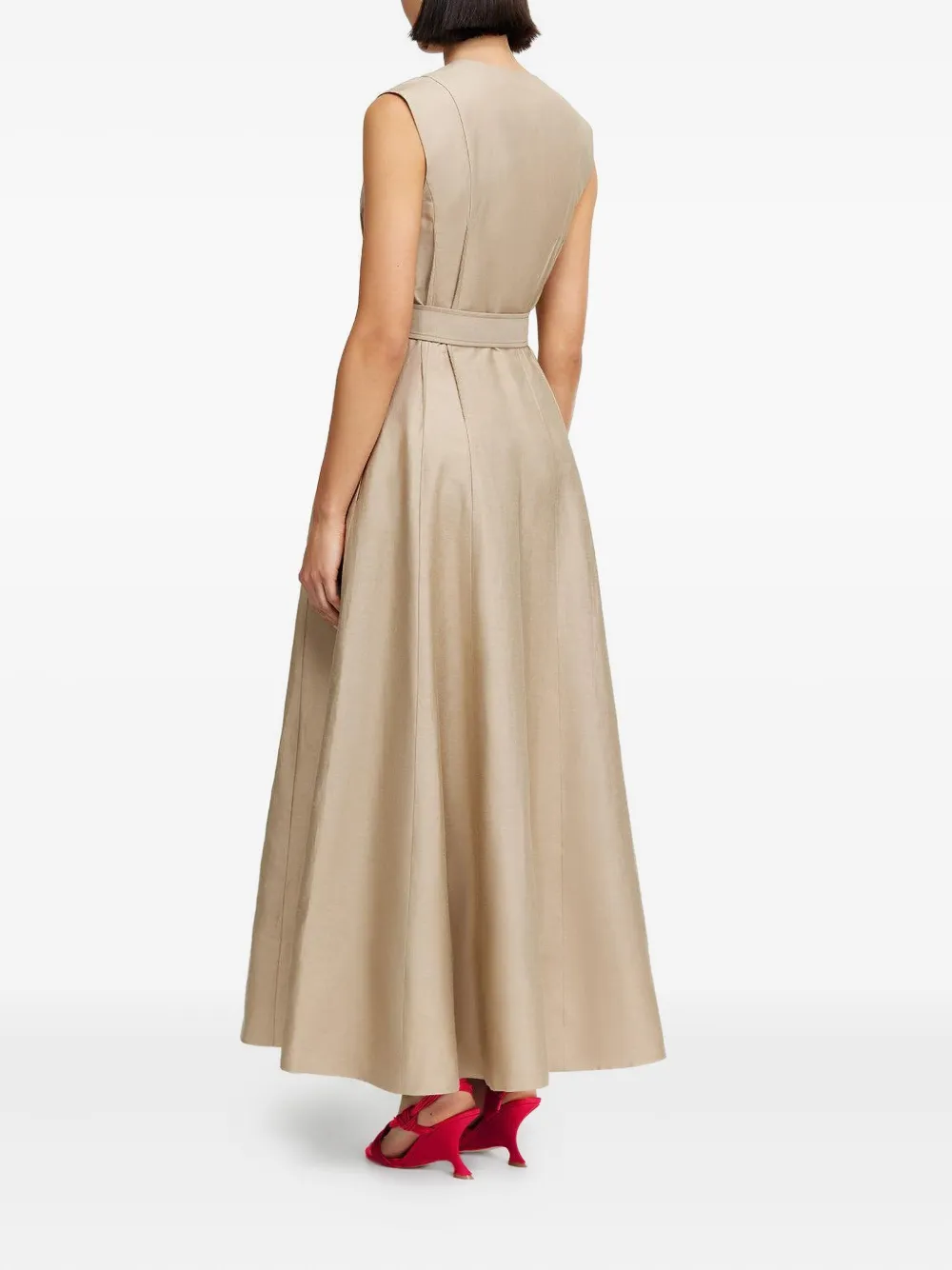 Acler Hepworth belted sleeveless maxi dress Beige