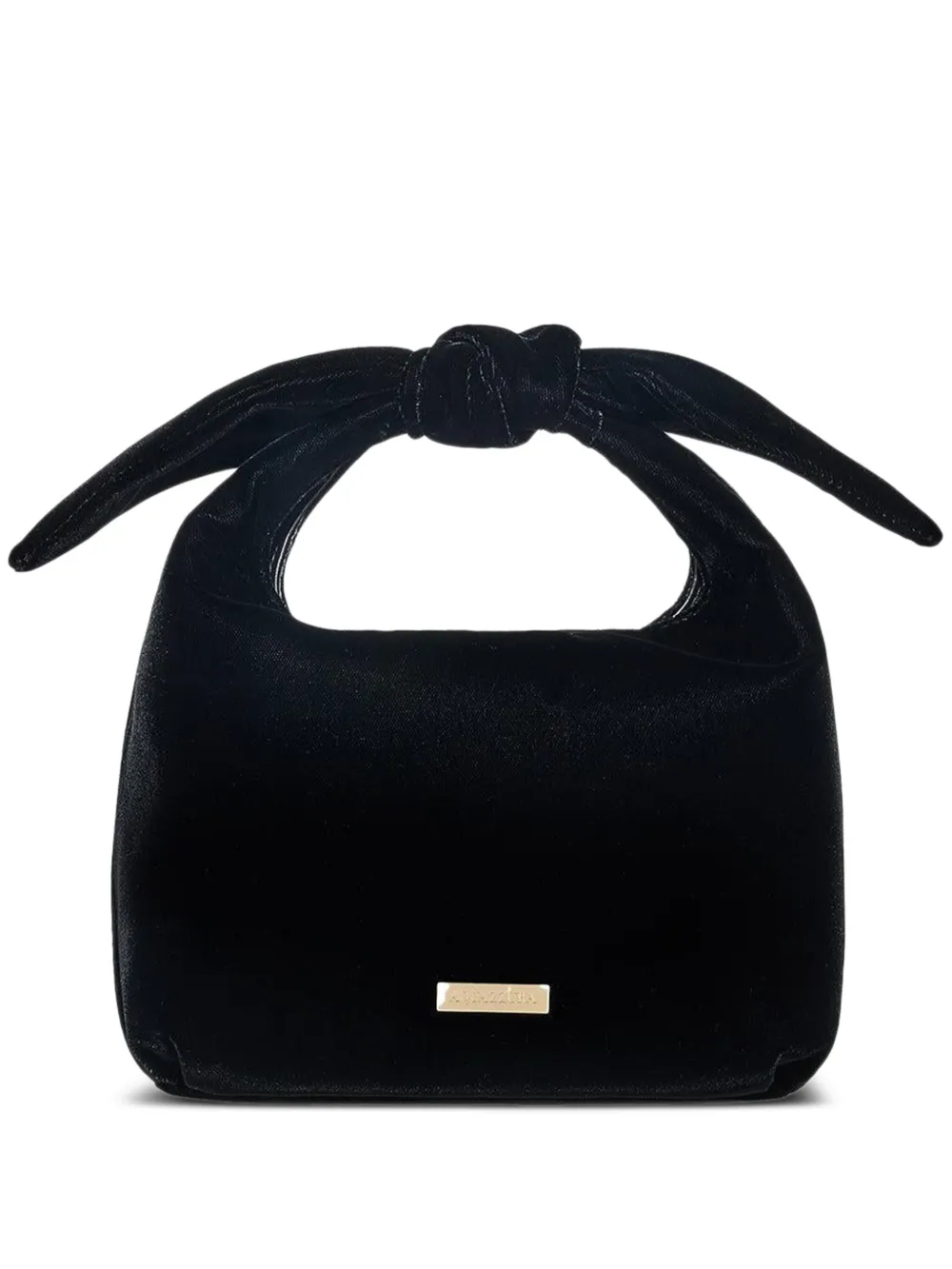 Aquazzura Bow Tie Velvet Tote Bag In Black