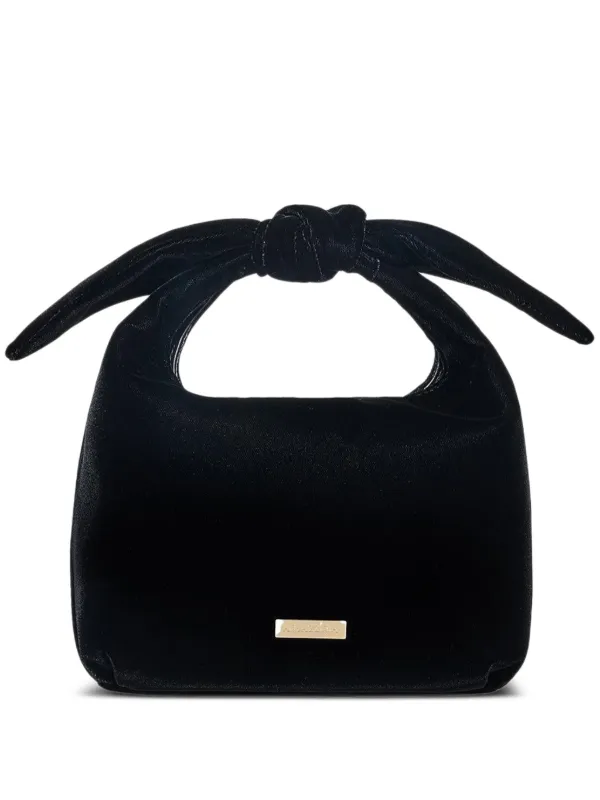 Aquazzura Bow Tie Velvet Tote Bag in Black