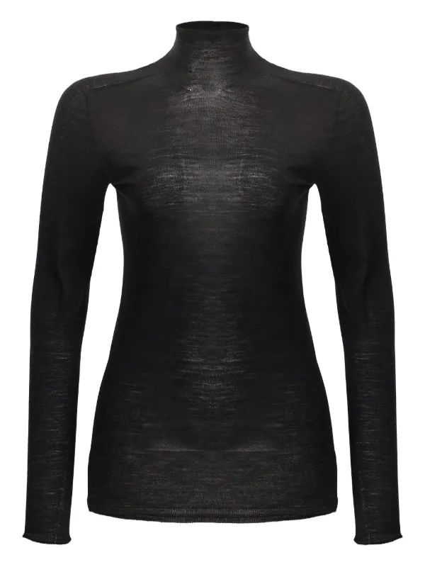 Carolina Herrera Sheer Turtleneck Top in Black