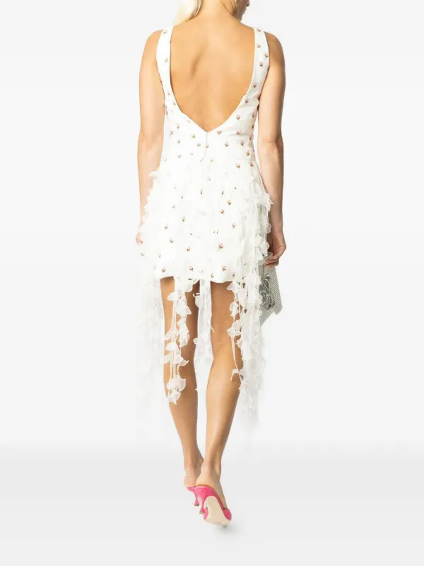 knee length dresses for ladies White Flower Applique Dress