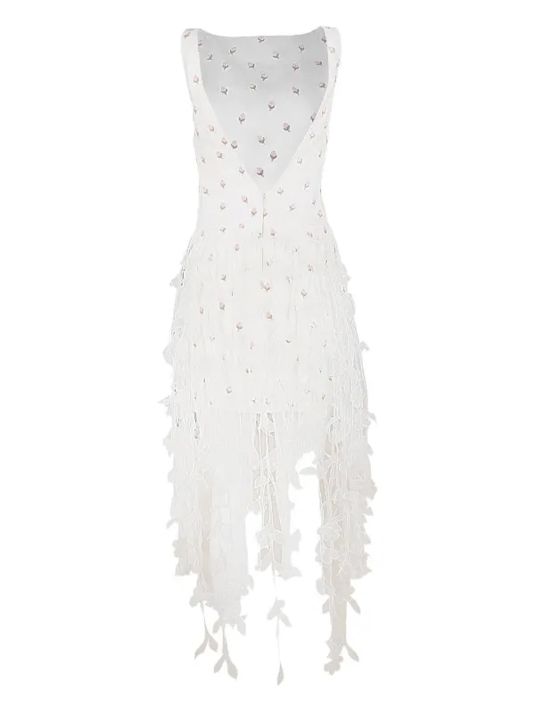 Giambattista Valli Floral-appliqu Midi Dress - White