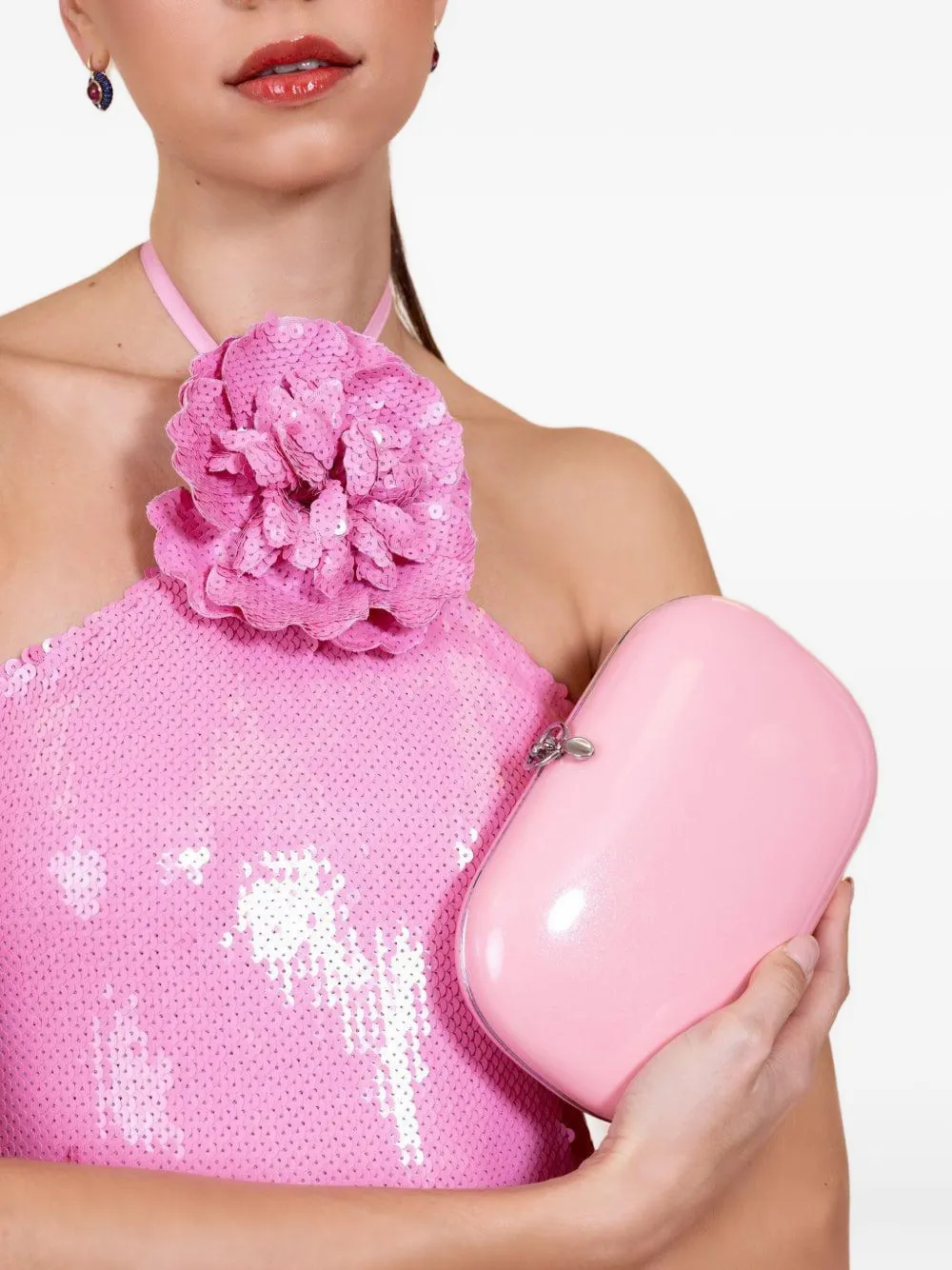Jeffrey Levinson Elina Plus glitter clutch bag - Roze