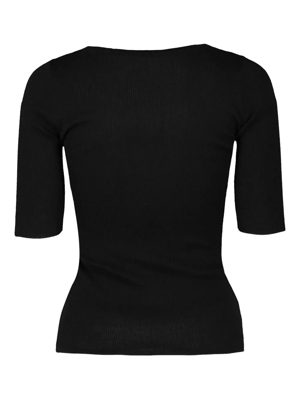 Michael Kors Collection scoop-neck ribbed-neck T-shirt Zwart