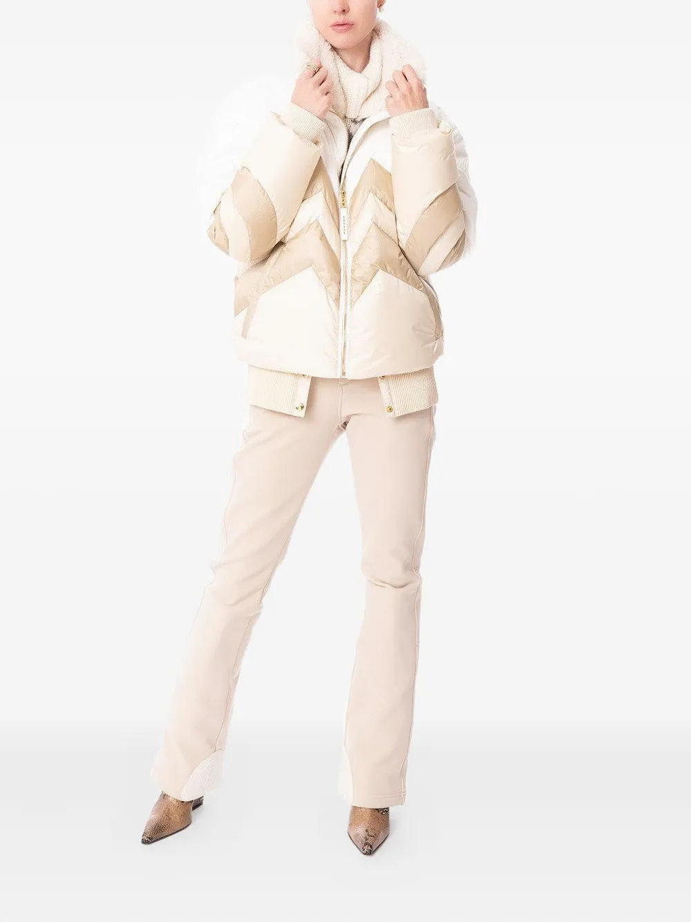 BOGNER Valea chevron-pattern quilted ski jacket - Wit