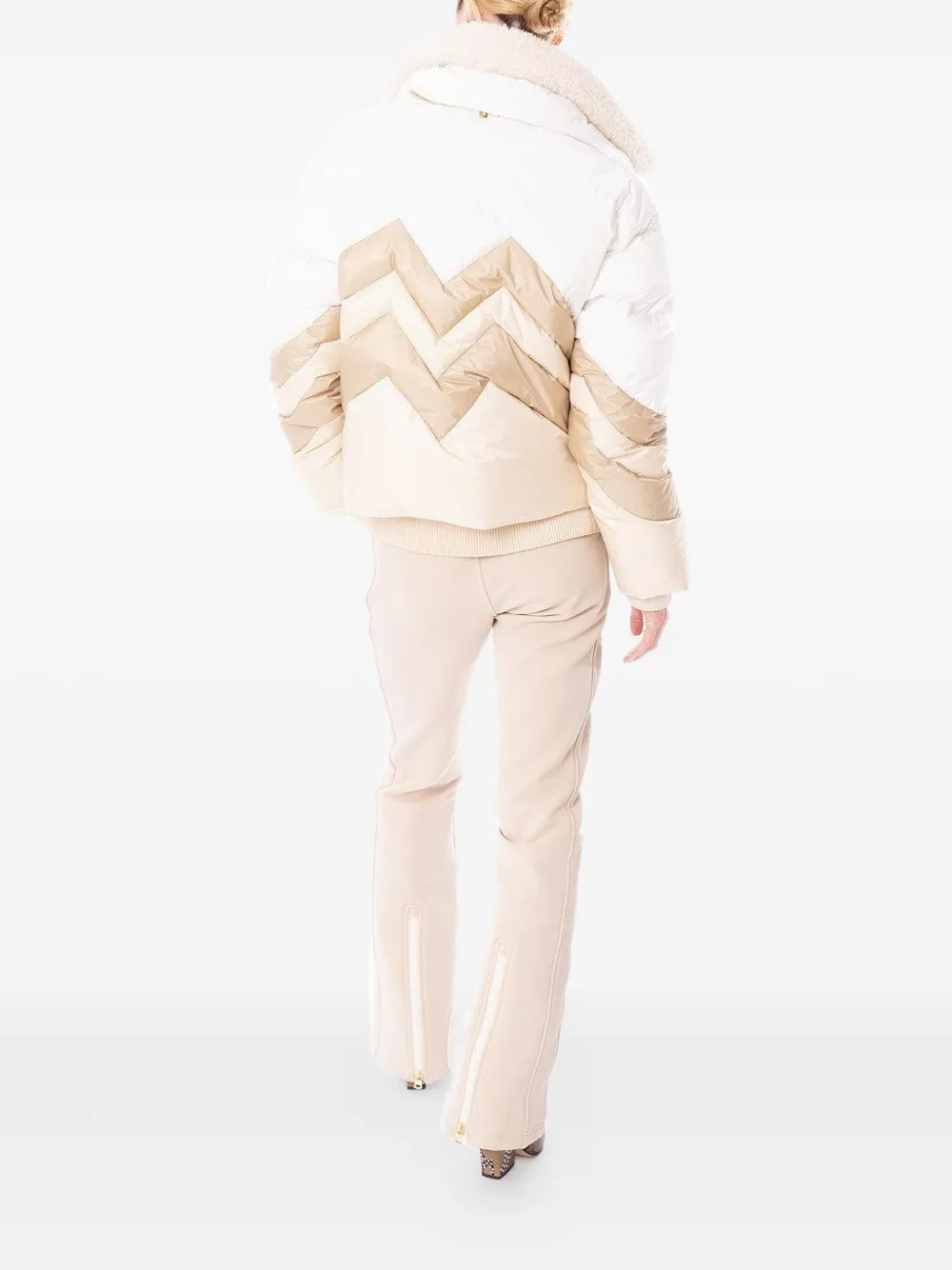 Bogner Valea Chevron-pattern Quilted Ski Jacket In White