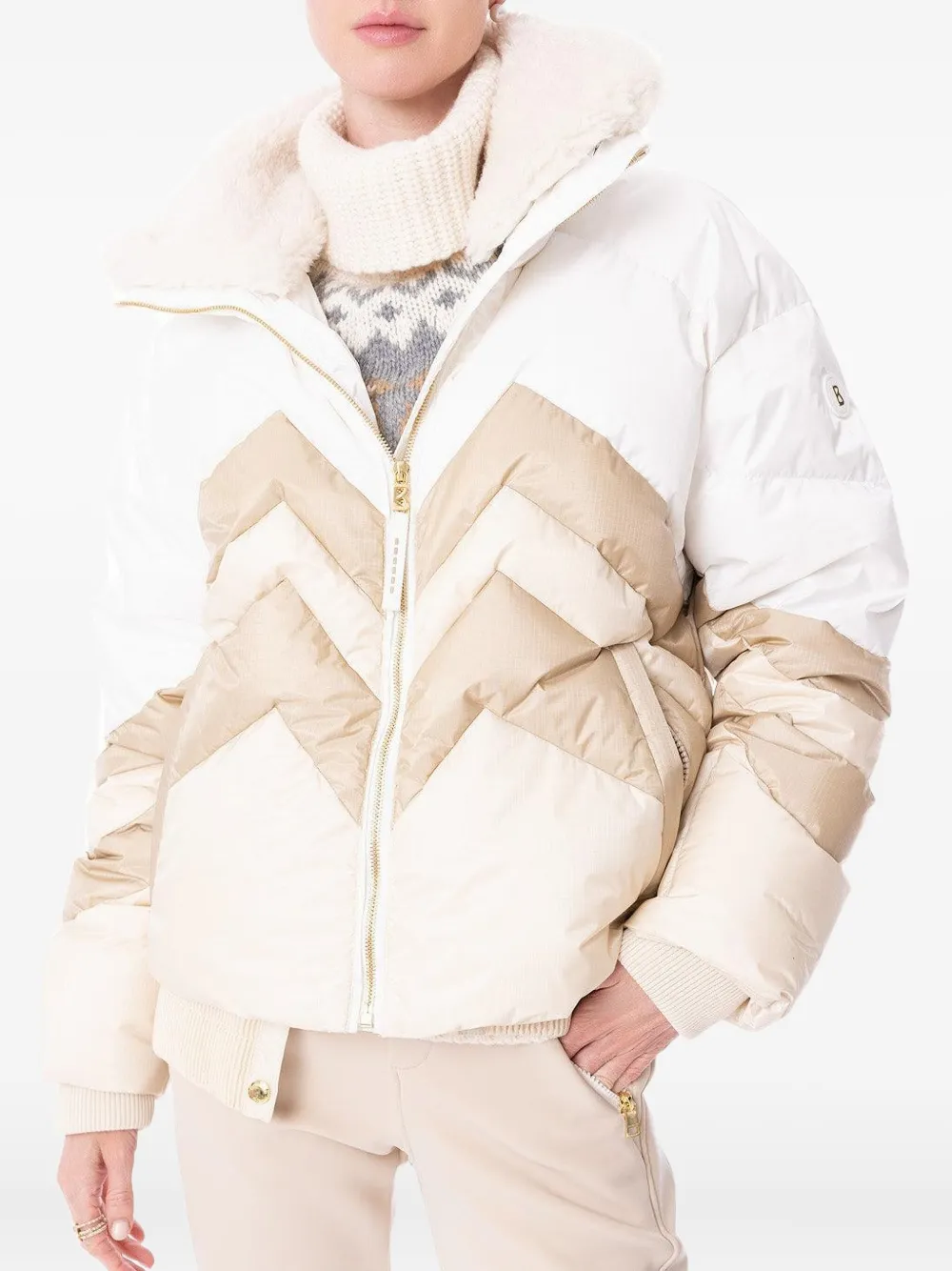 Bogner Valea Chevron-pattern Quilted Ski Jacket In White