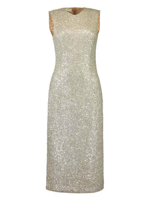 Michael Kors Collection Sequin Sheath Midi Dress | Silver | FARFETCH